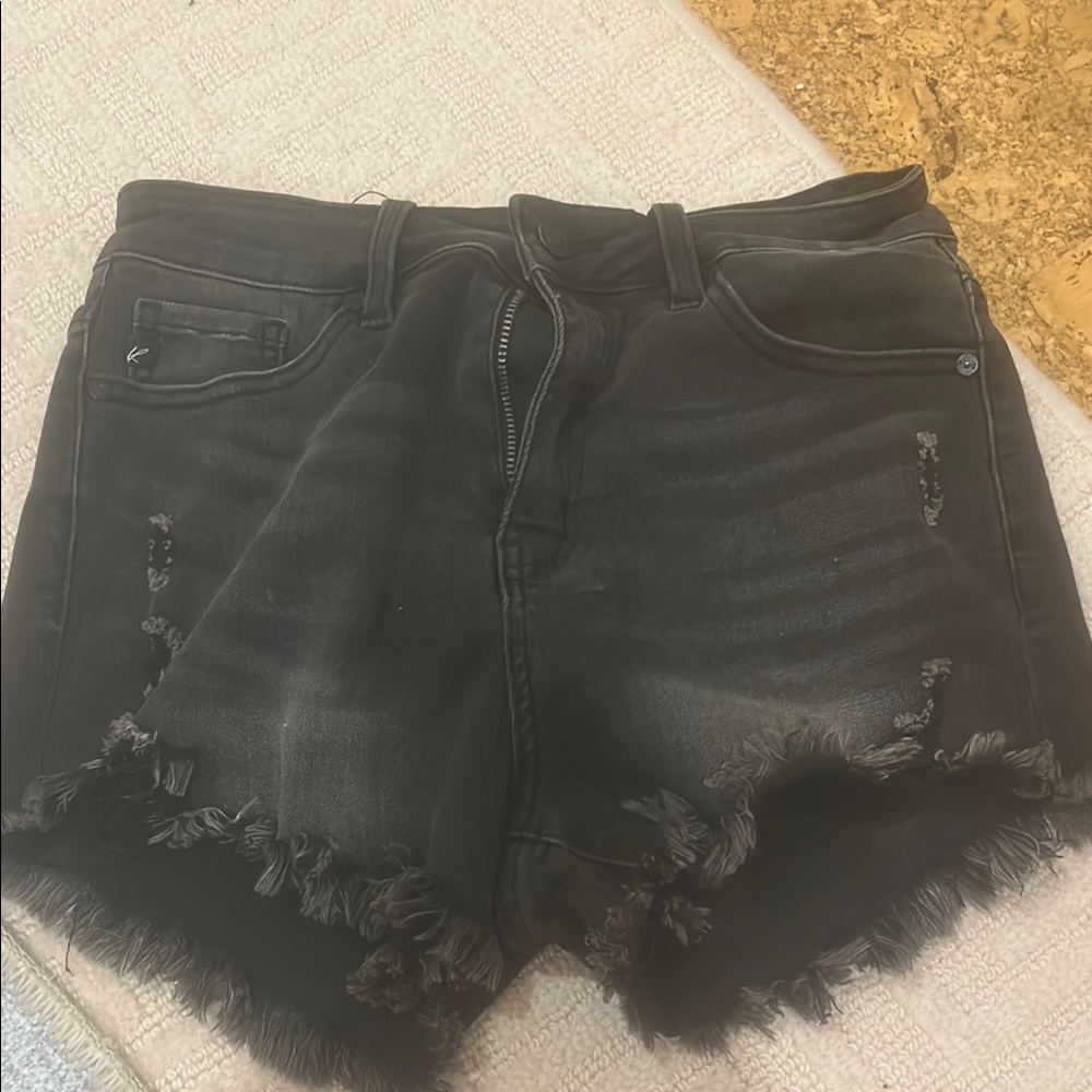 KanCan Charcoal Distressed Jean Shorts